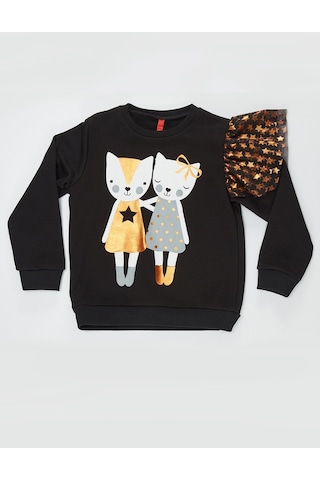 Denokids Mushi Sıkı Dostlar Tüllü Kız Sweatshirt Çok Renkli