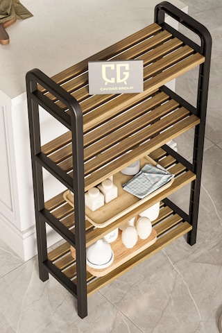 4 Katlı Ahşap Çubuklu Mutfak Düzenleyici,50cm Mutfak Rafı