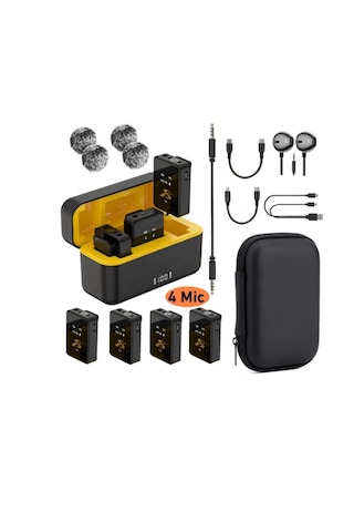 Sx13 4 Mikrofonlu Iphone Ve Type-c Uyumlu Kablosuz Yaka Mikrofonu