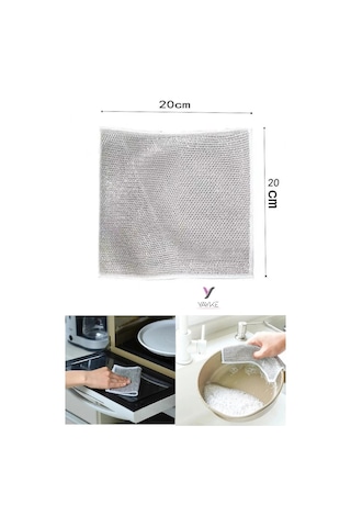 Yayke Çok Amaçlı Tel Bez Mikrofiber Inox Bez Telli Bulaşık Bezi 20 x 20 CM