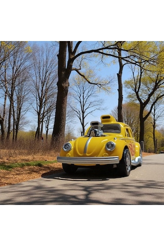 Metal Araba Çek Bırak Vw Bettle Modifiye Sarı Sesli Ve Işıklı Diğer