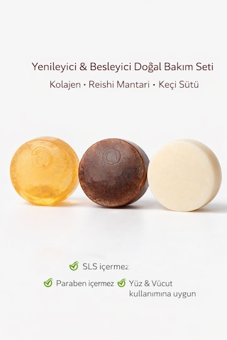 Olgun Ciltler İçin Yenileyici Ve Dolgunlaştırıcı 3 Lü Doğal Bakım Sabun Seti Keçi Sütü