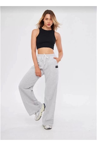 İki İplik Bol Paça Eşofman Pantalon - Gri Gri