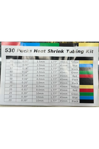 Isı İle 1/2 Daralan Makaron Kutulu Set - 530 Parça