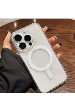 Apple Uyumlu iPhone 16 Pro Magsafe Kablosuz Şarj Destekli Şeffaf Kılıf