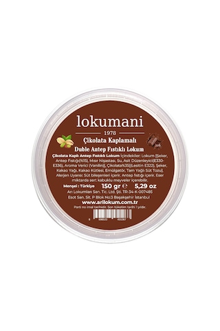 Çikolatalı Duble Antep Fıstıklı Lokum 150 Gr