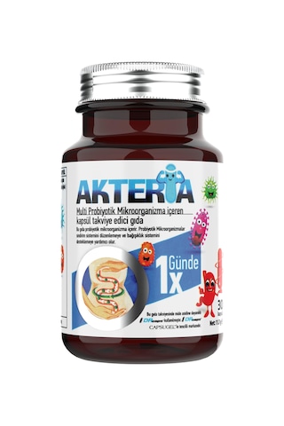 Akteria 23 Farklı Probiyotik Mikroorganizma İçeren Takviye Edici Gıda 30 Enterik Kapsül