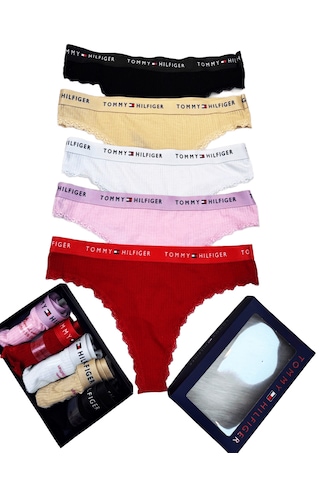 Tommy Hilfiger Bayan Dantelli Külot Set 5"li Çok Renkli