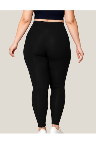 Alya Underwear Büyük Beden Tayt Dalgıç Kumaş Yüksek Bel SiYAH