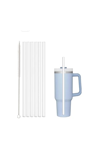 6 Adet 30 Cm Stanley Quencher Uyumlu Tritan Pipet Seti 30 Cm Tritan Pipet & Temizlik Fırçası Karışık/çok Renkli