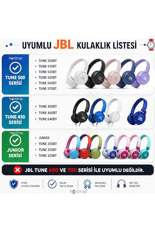 Novstrap Jbl Kulaklık Pedi Süngeri 500bt 510bt 520bt 560bt 570bt 525bt 450bt 460bt Jr310 İle Uyumlu Lila