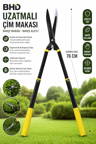 Bhd Çim Makası Uzatmalı Teleskopik Çimen Makası Bahçe Makası Bahçe Aleti Uzamış Hali :76 Cm Ağırlık :1180 Gr