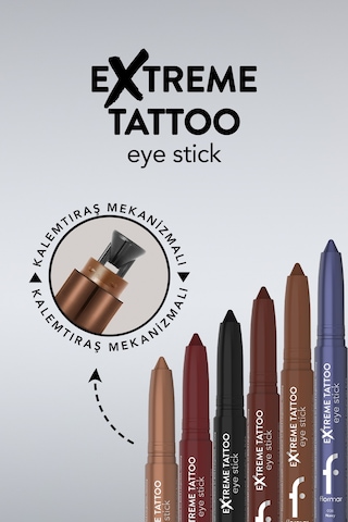 Flormar Extreme Tattoo Mat & Işıltılı Asansörlü Kalemtıraşlı Jel Göz Kalemi & Far Stick 8682536118972 002burgundy