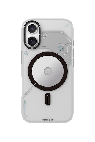 Apple Uyumlu iPhone 17 Kılıf M-safe Şarj Özellikli Disk Desenli Youngkit Disc Battle Kapak Gri Gri