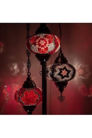 Salon Için Köşe Lambası, Şark Köşesi Aydınlatma Lambası, Mozaik Lambader 3'lü Lambader