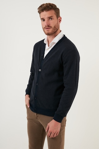 Buratti Pamuklu Regular Fit Düğmeli V Yaka Erkek Hırka 456205 Lacivert