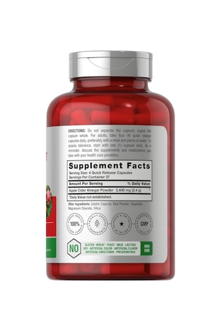 Horbaach Apple Cider Vinegar Capsules 2400mg 150 Count Non-gm...