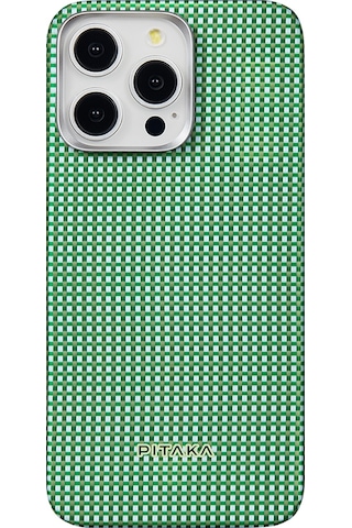 Apple Uyumlu iPhone 15 Pro Max Kılıf M-safe Şarj Özellikli Aramid Fiber Pitaka Ultra-slim Classic Serisi Yeşil