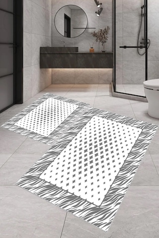 Eliana Home Dijital Baskı 2'li Banyo Paspas Takımı Lna5-0646 100x60 Ve 60x50 Cm Gri