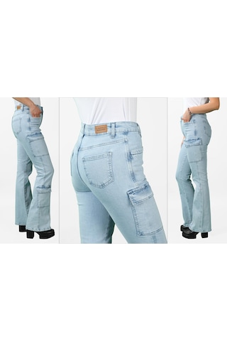 Kadın Kargo Cep Kot Pantolon 001