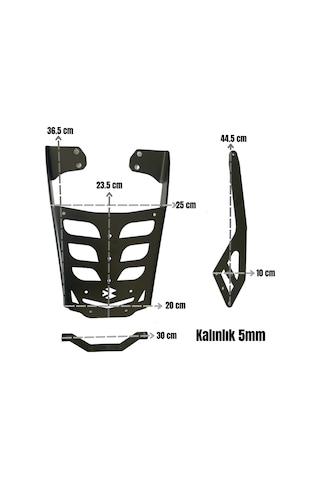 Bajaj Dominar 250 / 400 2017-2024 Uyumlu Arka Çanta Demiri Siyah