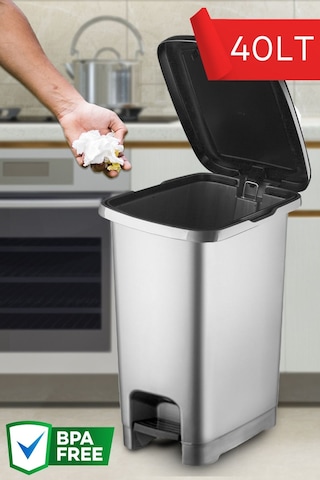 40 Lt Eco Pedallı Çöp Kovası Antrasit Gri
