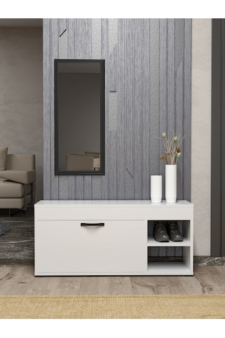 Ayakkabılık Çok Amaçlı Kapaklı Dolabı 90 Cm Modern Ayakkabı Dolabı Raflı Organizer 189 Beyaz Çok Renkli
