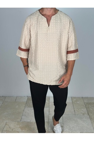 Cocopelli Fakir Kol Bej T-shirt Coc2266 Bej