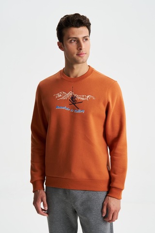 AR-MA Arma Erkek Regular Fit 3 İplik Şardonlu Pamuklu Bisiklet Yaka Sweatshirt 001