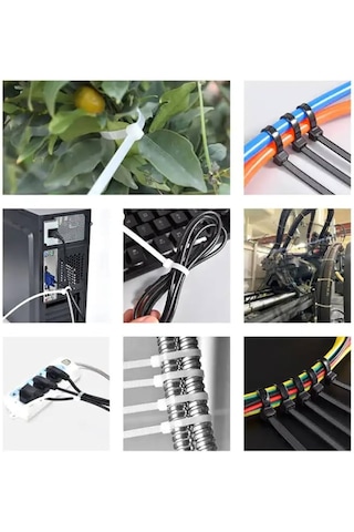 200 Adet 2.5mmx140mm Kablo Bağı Plastik Cırt Kelepçe Siyah Siyah