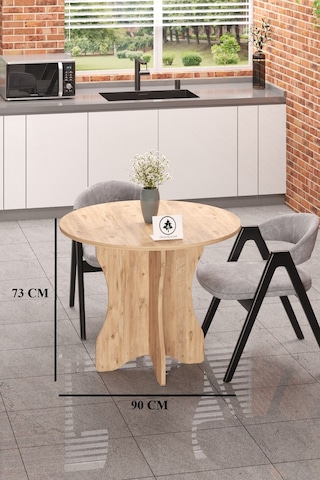 Yuvarlak Yemek Masası Mutfak Balkon Masası Çok Amaçlı Masa Atlantik Çam