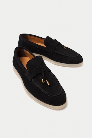 Mubiano Hakiki Deri Collection Kadın Süet Loafer & Babet Siyah -mckry1410-s Siyah