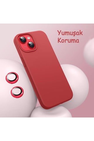 Apple Uyumlu iPhone 15 Kılıf Kamera Lensli Lansman Silikon Kapak