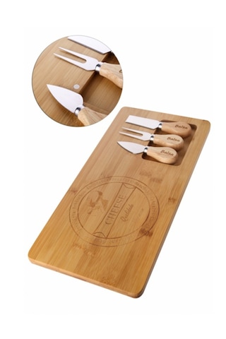 Bambu 4 Parça Peynir Sunum Tahtası Seti, Peynir Sunum Tahtası 38x19x2 Cm