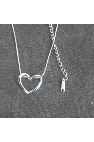 Stainless Steel Çelik Kolye Sade Kalp Gümüş