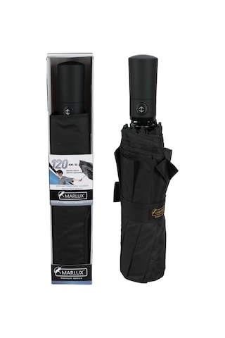 Marlux Ekstra Güçlendirilmiş Tam Otomatik Rüzgar Şemsiyesi 10 Fiber Tel Siyah Mpr2011m Siyah