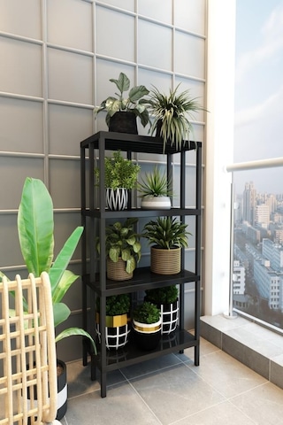 Scaffale 4 Banyo Rafı, Plastik Kitaplık, 4 Raflı Organizer, Banyo Rafı, Bahçe Balkon Organizeri Siyah