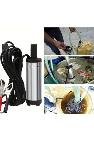 Honeybeeshop Simli Gri 12v Dc Dalgic Pompa Dizel Su Yag Transferi Icin Filtreli Paslanmaz Celik Govde