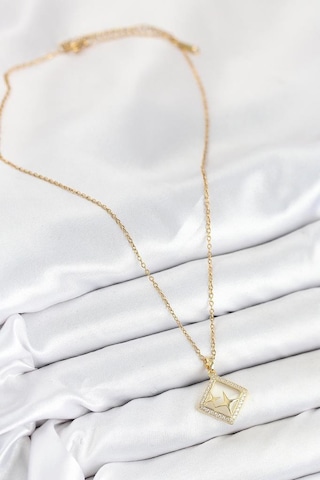 316l Çelik Zirkon Taşlı Yıldız Model Gold Renk Kadın Kolye - Tj-bko10540