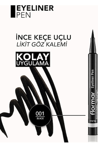 Flormar Eyeliner Pen Keçe Uçlu Likit Göz Kalemi 001 Black