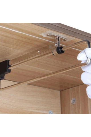 Sones Teleskopik Raylı Çekmeceli Gardırop Elbise Askısı 40cm Beyaz