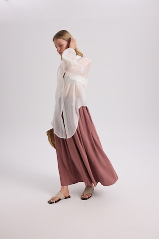 Mai Collection Mai Studios Co. Gabbiano Bağcıklı Pileli Açık Bordo Etek Çok Renkli