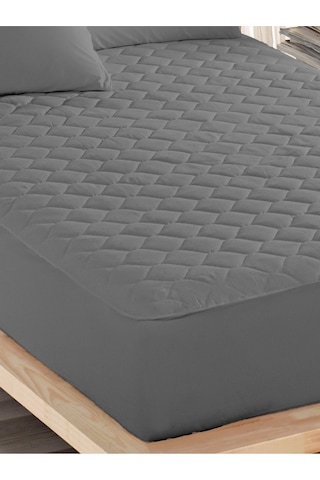 Yatak Koruyucu Alez Sıvı Geçirmez Pamuklu Kapitoneli Fitted Gri Tek Kişilik