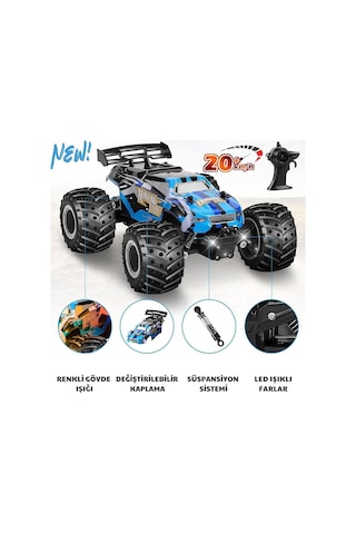 2.4g Uz. Kumandalı Şarjlı Off Road Işıklı Oyuncak Araba Full Fonksiyon 1:18