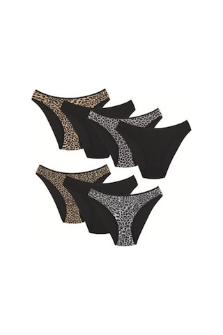 New Lilla 18001-6 Kadın 7'Li Leo In Love Bikini Külot Paketi Siyah