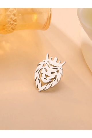 Olfil Broş-mini Aslan Stil Şık Minimalizm 317910621 Gri