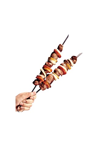 Ximistore9 12 Adet 33.8cm Gümüş Renkli Paslanmaz Çelik Shish Kabob Şeftaleleri - Düz Uç, Tutucu Kanca Ve Isıya Dayanıklı