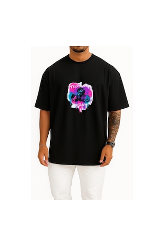 Bahriyeli Collection Oversize Bu Benim Terapim Dumbell Fitness Gym Göğüs Baskılı Unisex T-shirt Siyah