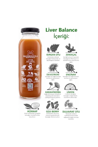 Liver Balance Bitkisel İçerikli Fonksiyonel %100 Şeftali & Elma Meyve Suyu 250ml