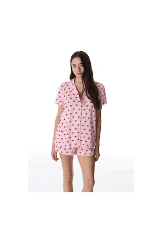 Penti Pembe Cute Hearts Gömlek Şortlu Pijama Takımı